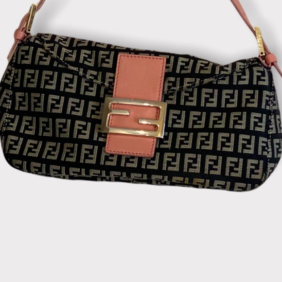 Fendi Handbags - "Fendi  monogram baguette  pink leather strap  shoulder bag